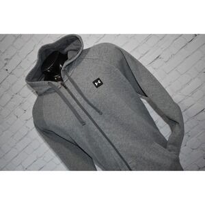 Under Armour Full Zip Hoodie Mens XXLT 2XLT TALL Gray Fleece Raglan Sleeve Logo